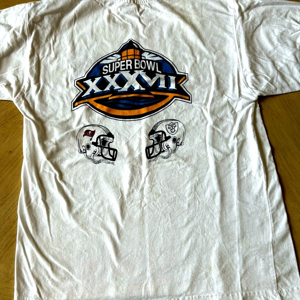VTG Super Bowl 37 T-Shirt Raiders Bucs Navy Constellation 2003 War Time XXXVII L